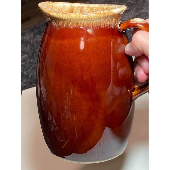 Vintage Hull Oven Proof Brown Drip Creamer Pitcher 4 1/2 in. - Picture 5 of 9
